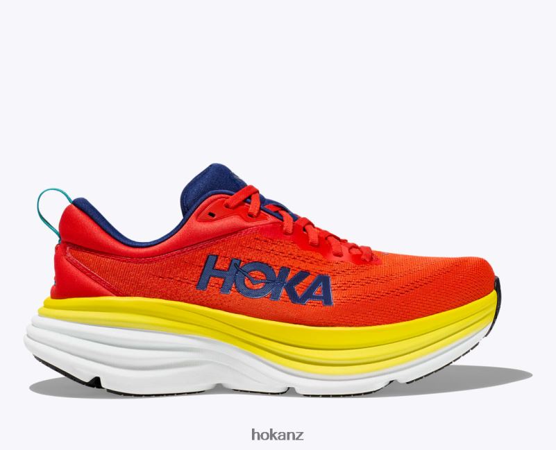 Hoka Men Bondi 8 482TD415 Red Alert/Flame