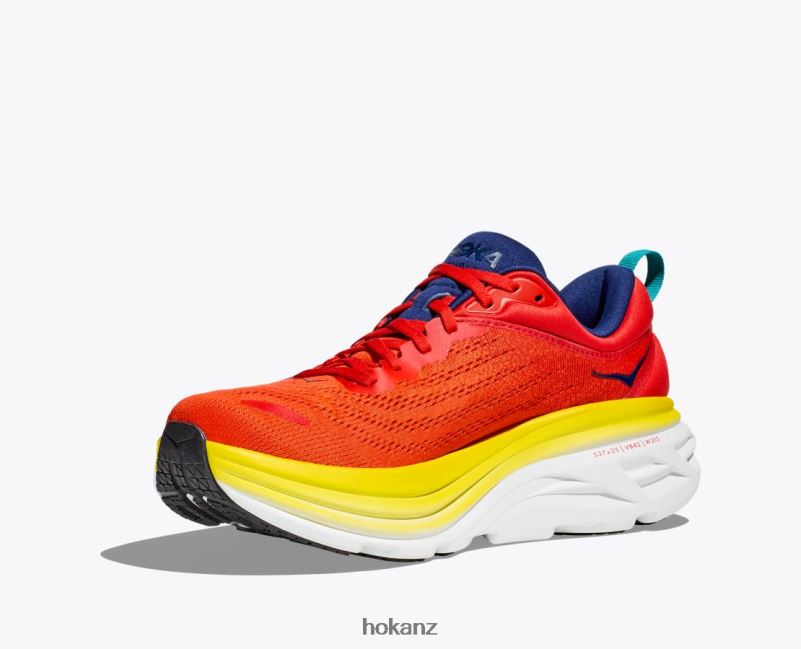 Hoka Men Bondi 8 482TD415 Red Alert/Flame