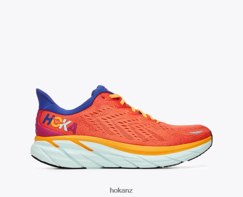 Hoka Men Clifton 8 482TD581 Fiesta/Bluing