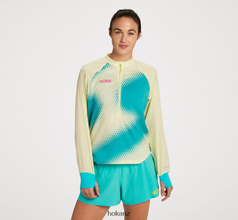 Hoka Women 1/2 Zip Wind Shell 482TD372 Golden Yellow