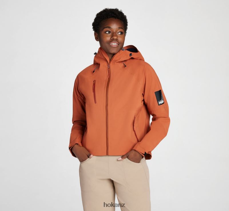 Hoka Women Transport Rain Jacket 482TD373 Baked Clay