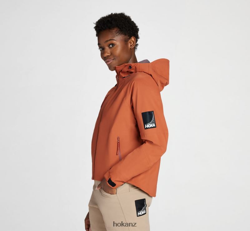 Hoka Women Transport Rain Jacket 482TD373 Baked Clay
