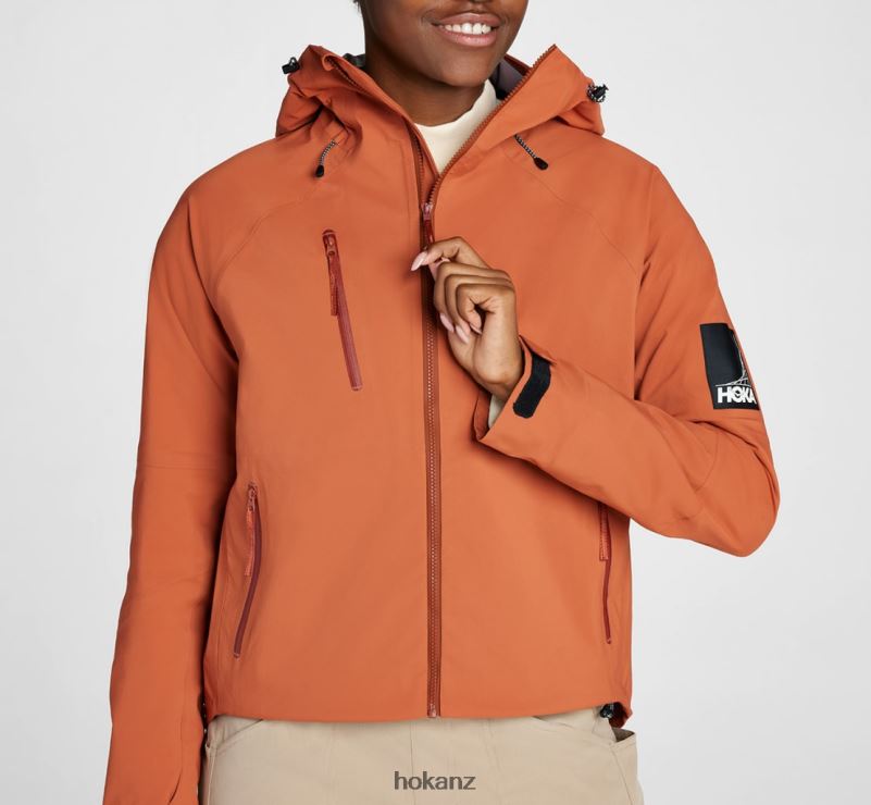 Hoka Women Transport Rain Jacket 482TD373 Baked Clay