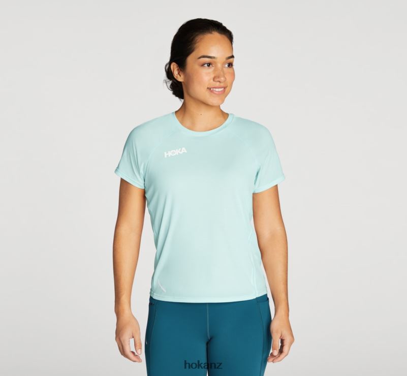 Hoka Women Glide Short Sleeve 482TD353 Blue Glass