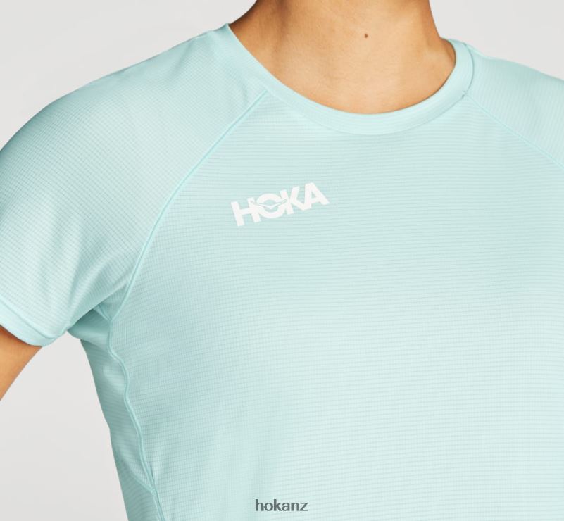 Hoka Women Glide Short Sleeve 482TD353 Blue Glass