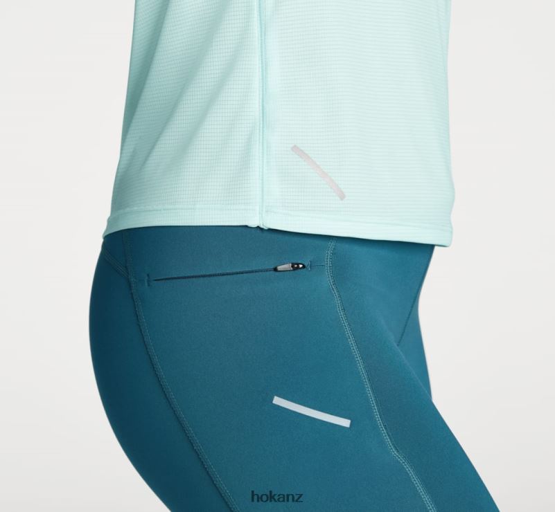 Hoka Women Glide Short Sleeve 482TD353 Blue Glass