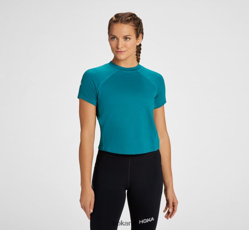 Hoka Women Midweight Merino Blend Short Sleeve 482TD351 Deep Lake