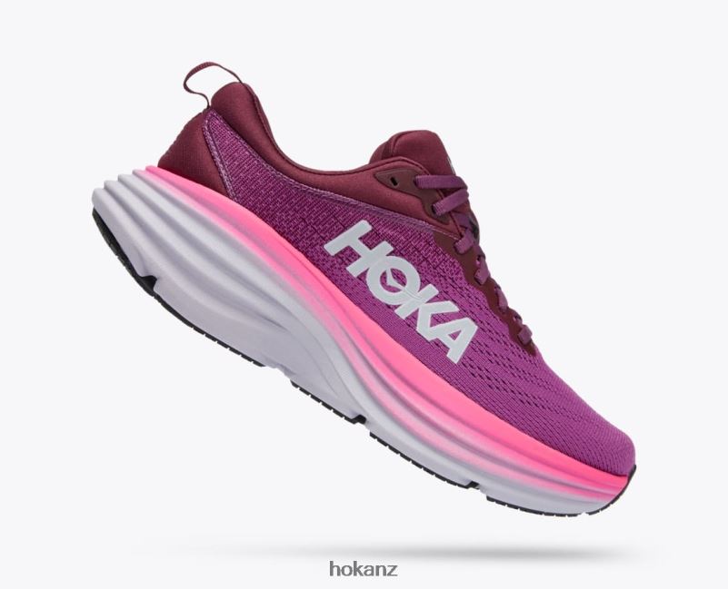 Hoka Women Bondi 8 482TD15 Beautyberry/Grape Wine