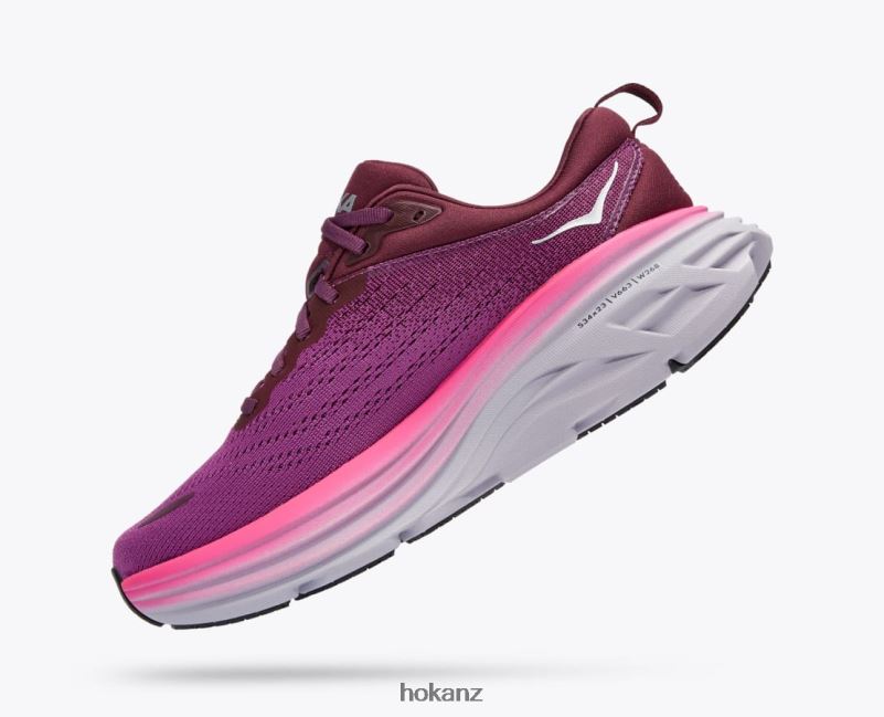 Hoka Women Bondi 8 482TD15 Beautyberry/Grape Wine