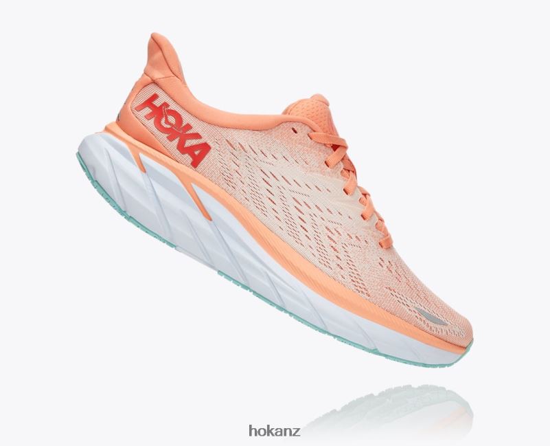 Hoka Women Clifton 8 482TD216 Cantaloupe/Silver Peony