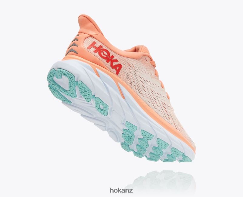 Hoka Women Clifton 8 482TD216 Cantaloupe/Silver Peony