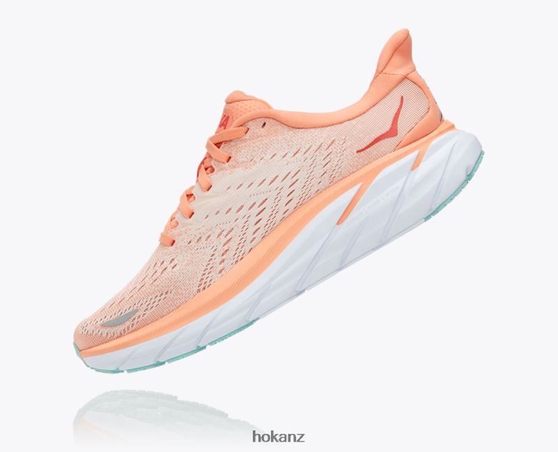 Hoka Women Clifton 8 482TD216 Cantaloupe/Silver Peony