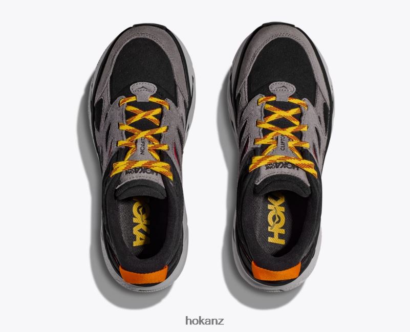 Hoka Women Clifton L Suede 482TD69 Black/Lunar Rock