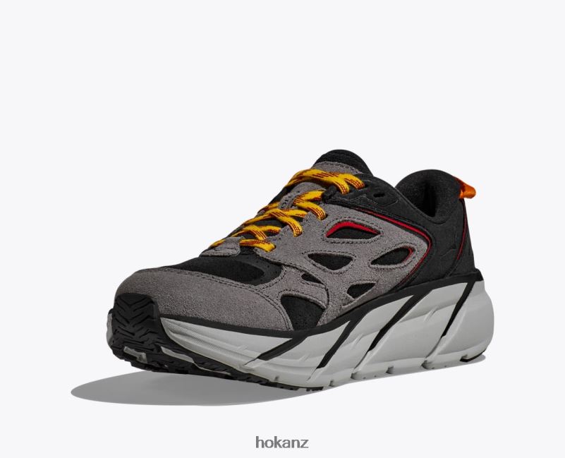 Hoka Women Clifton L Suede 482TD69 Black/Lunar Rock