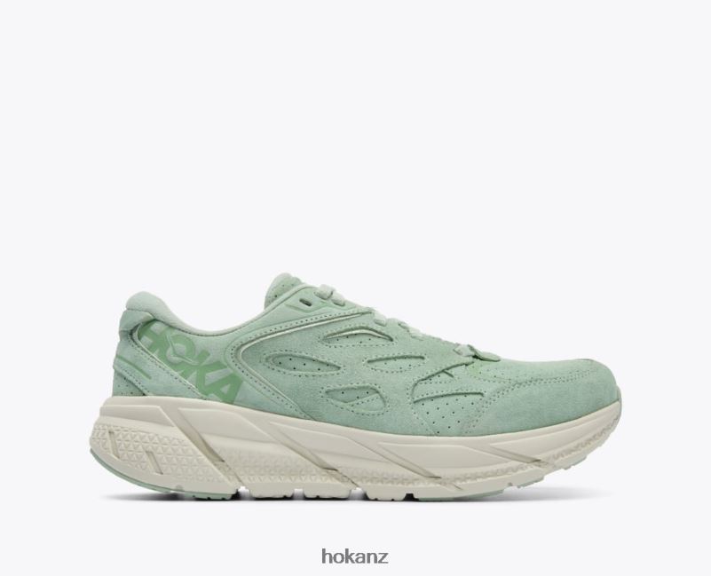 Hoka Women Clifton L Suede 482TD72 Smoke Green/Celadon Tint