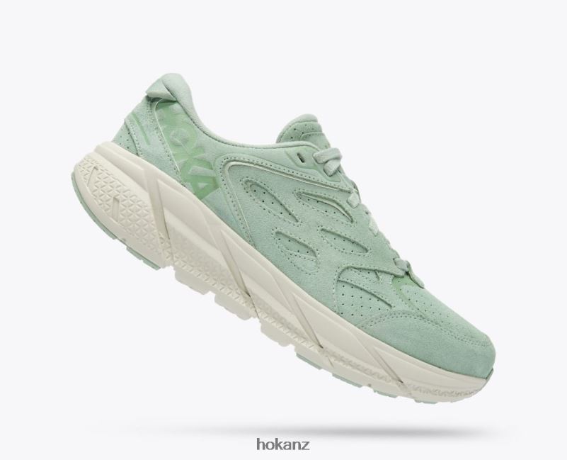 Hoka Women Clifton L Suede 482TD72 Smoke Green/Celadon Tint