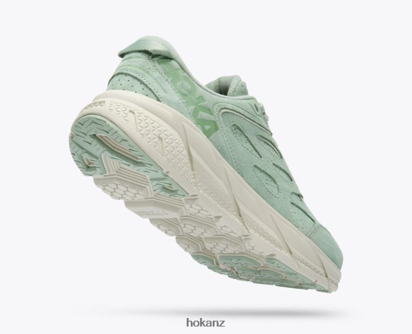 Hoka Women Clifton L Suede 482TD72 Smoke Green/Celadon Tint