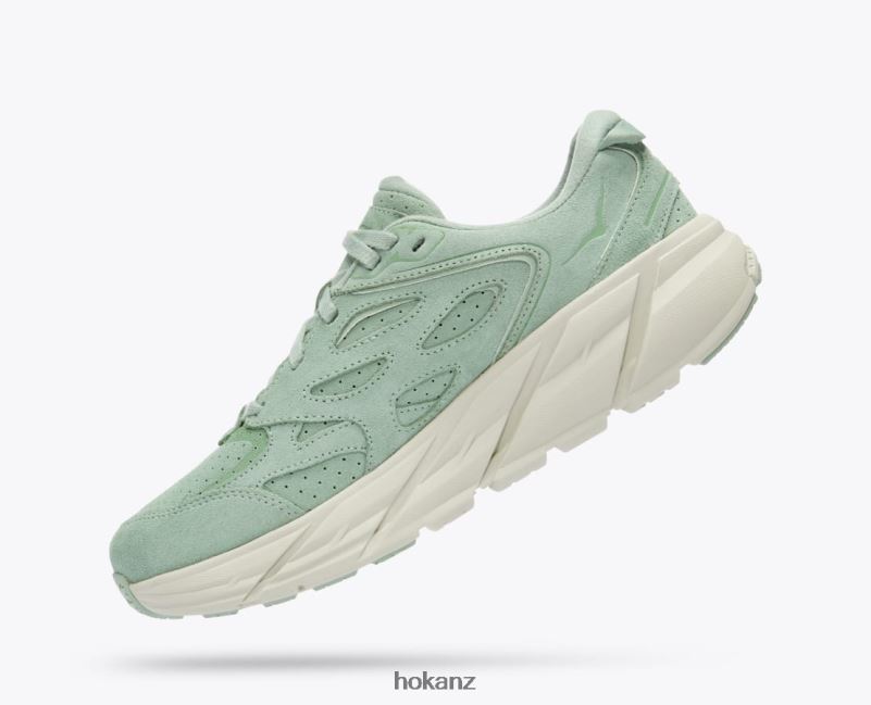 Hoka Women Clifton L Suede 482TD72 Smoke Green/Celadon Tint
