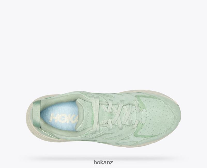 Hoka Women Clifton L Suede 482TD72 Smoke Green/Celadon Tint