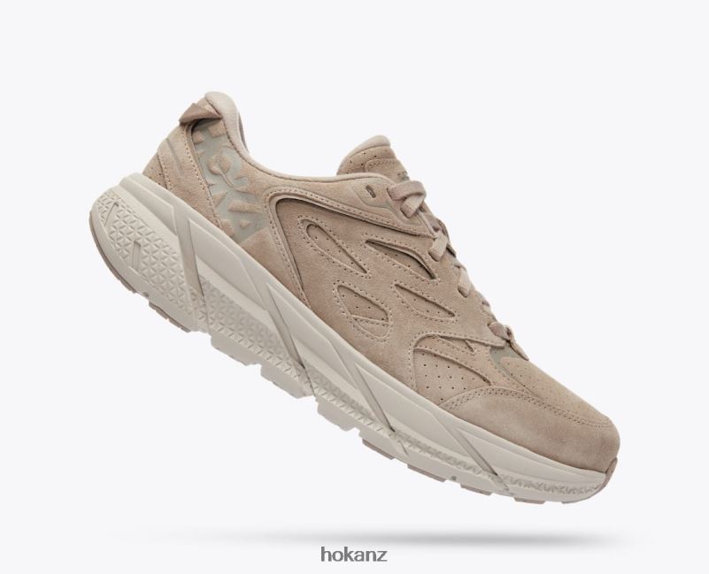 Hoka Women Clifton L Suede 482TD75 Simply Taupe/Pumice Stone