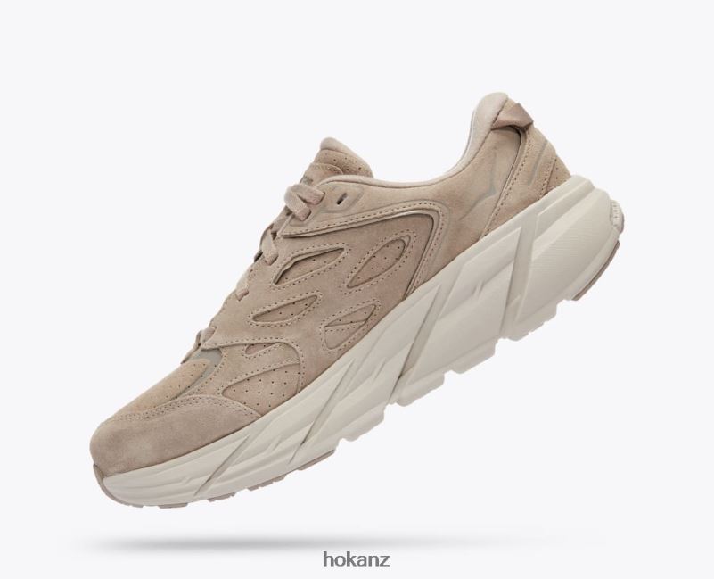 Hoka Women Clifton L Suede 482TD75 Simply Taupe/Pumice Stone