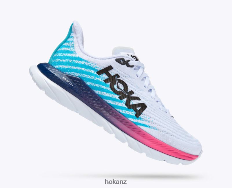 Hoka Women Mach 5 482TD32 White/Scuba Blue