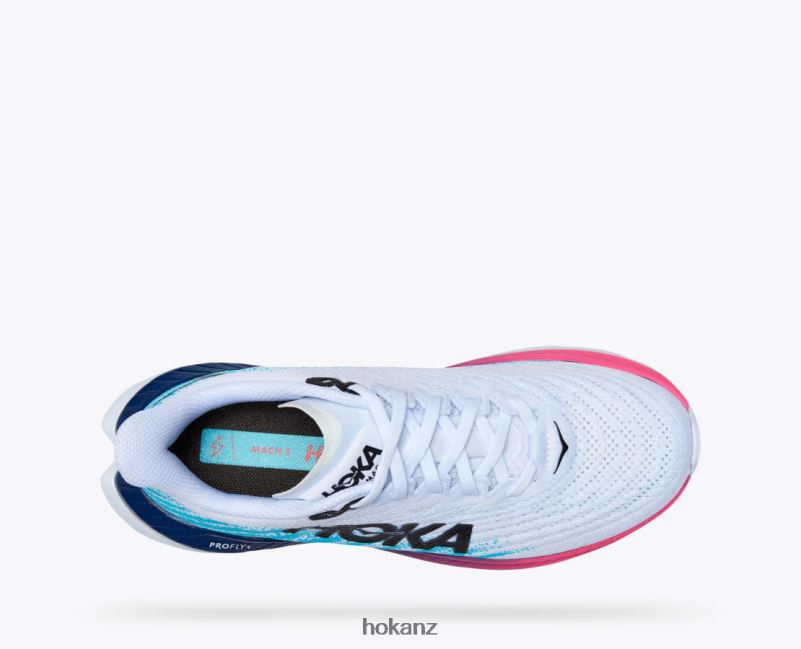 Hoka Women Mach 5 482TD32 White/Scuba Blue